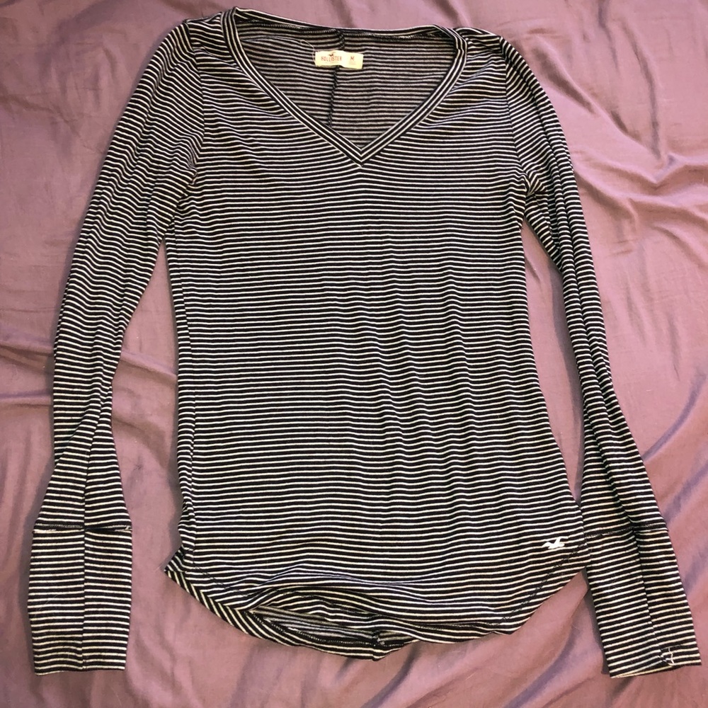 Stripped knit long sleeve top